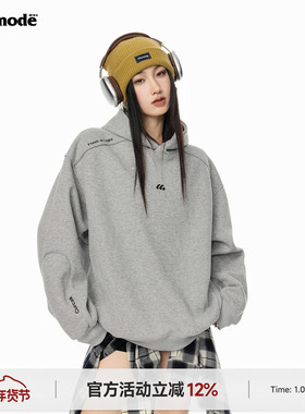 ICH MODE 美式复古宽松连帽卫衣女新款春季宽松运动上衣帽衫外套