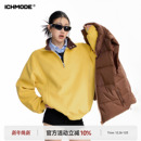新款 ICH 立领polo黄色卫衣女春季 美式 宽松半拉链外套上衣 MODE
