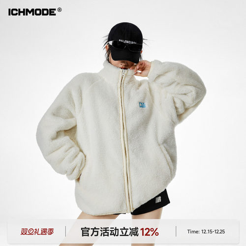 ICHMODE 美式复古摇刺羊羔绒棉服女冬季新款宽松休闲保暖棉衣外套