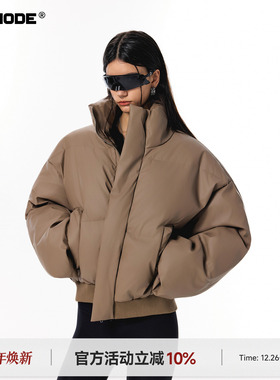 ICH MODE 美式复古立领短款棉服女2025新款冬季保暖加厚外套棉袄