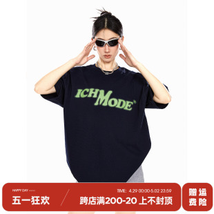 260G设计感字母百搭休闲美式 短袖 MODE ICH t恤女圆领街头oversize