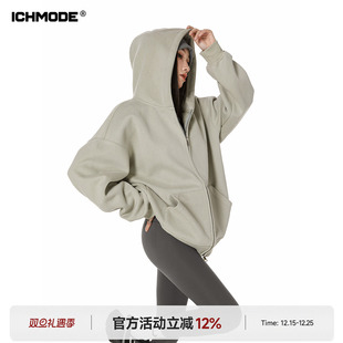 MODE 上衣2026新款 美式 宽松休闲开衫 复古连帽卫衣外套女春季 ICH