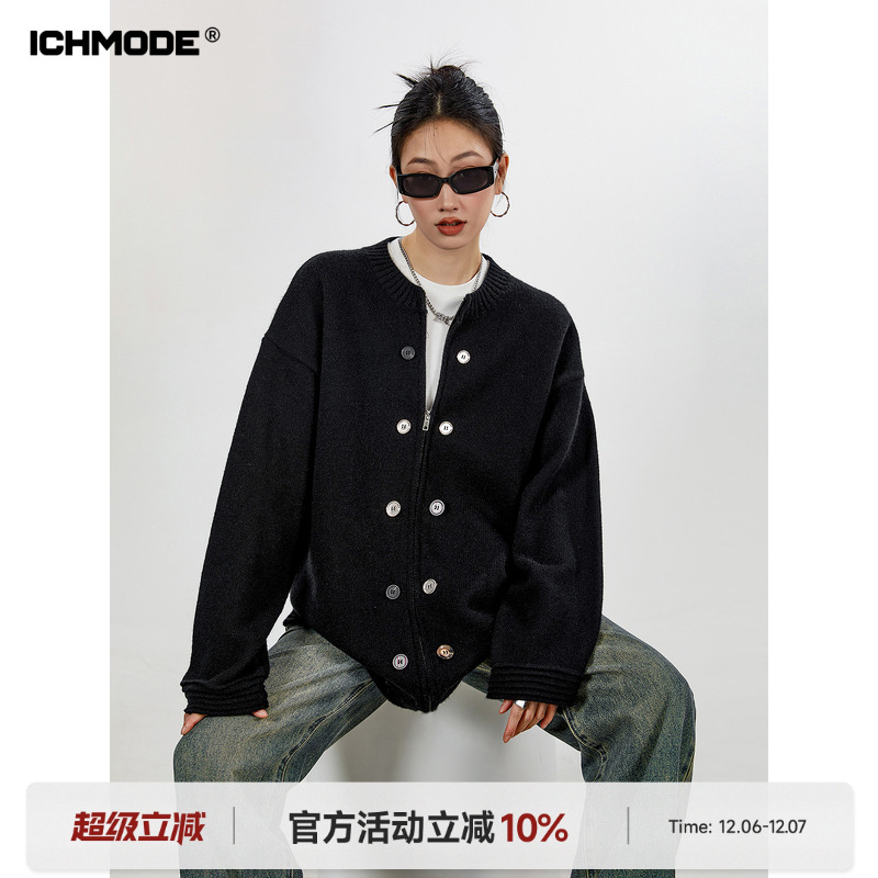 慵懒风秋季休闲复古毛衣开衫女