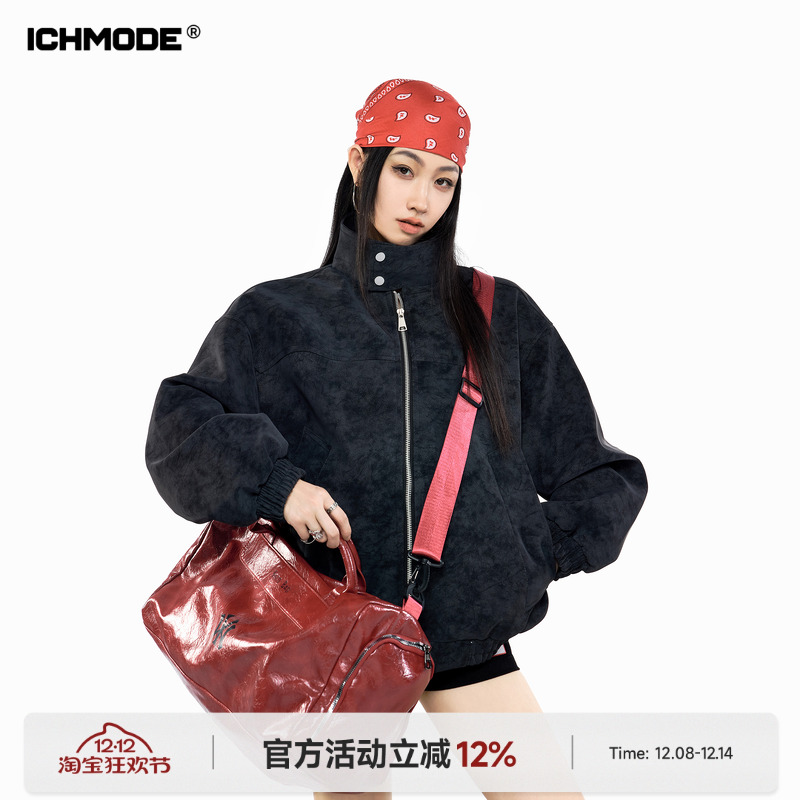 美式立领pu皮衣外套女皮夹克