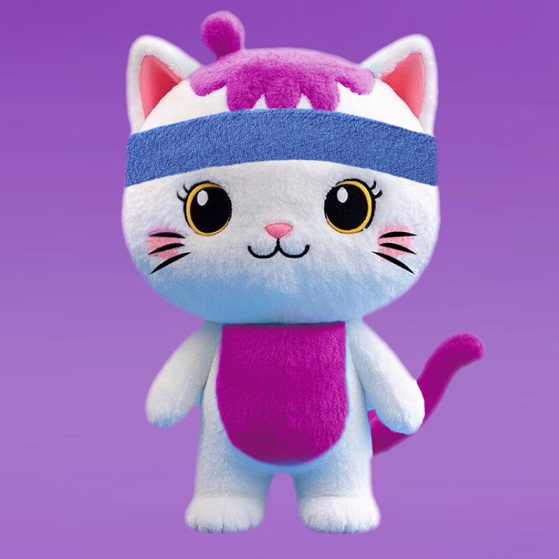 梦中情猫毛绒玩具公仔儿童生日礼物女孩猫咪女友抱枕紫蓝发带组合