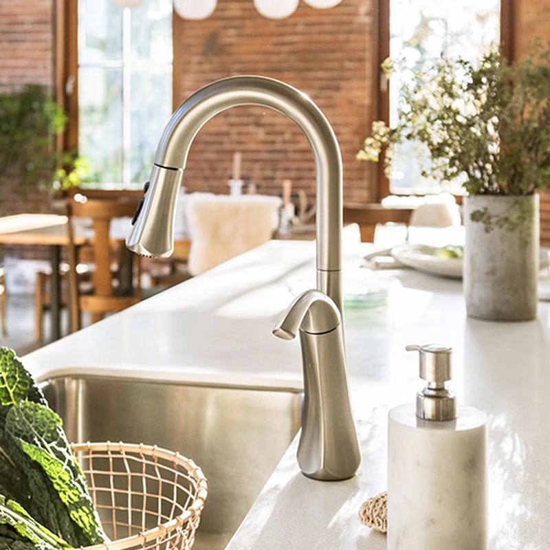 抽拉式摩恩拉丝全可旋转厨房龙头