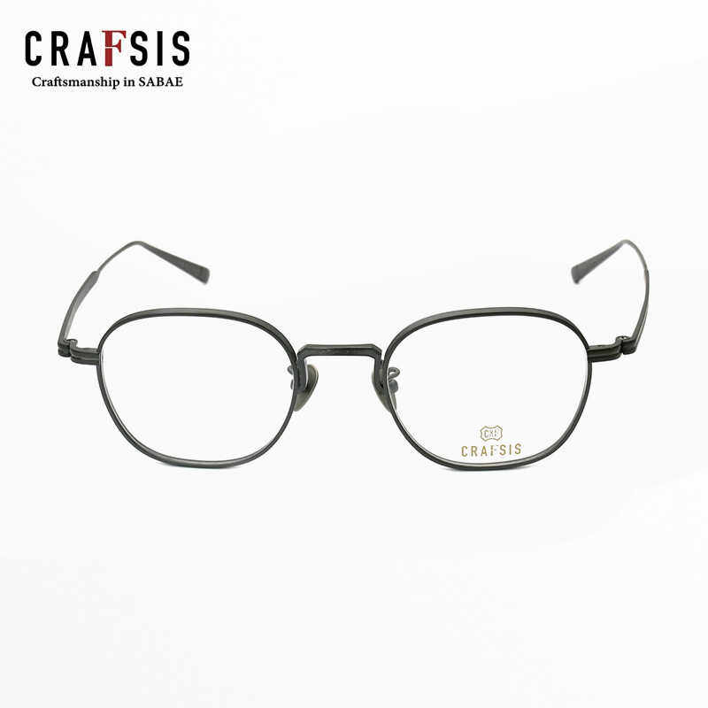 日本Crafsis眼镜框男女款商务复古纯钛超轻小框鲭川近视眼镜架144