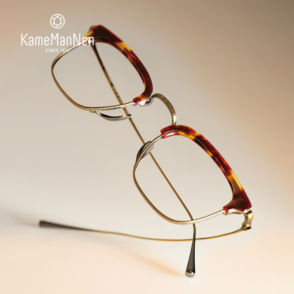 日本KameManNen万年龟眼镜框纯钛超轻方形眉框小脸眼镜架KMN-1112