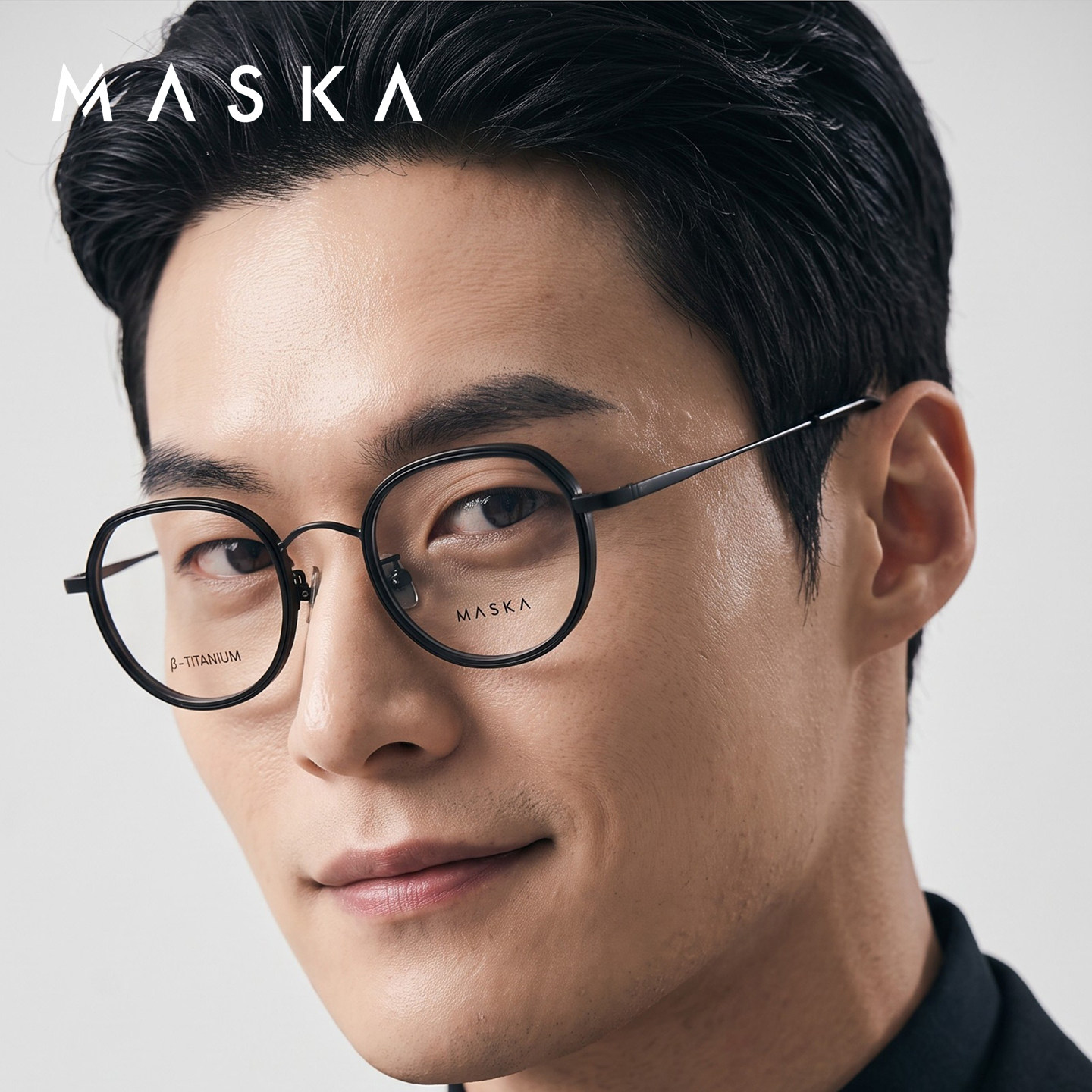 韩国MASKA眼镜框男女款纯钛超轻多边形全框商务韩版眼镜架FELIX