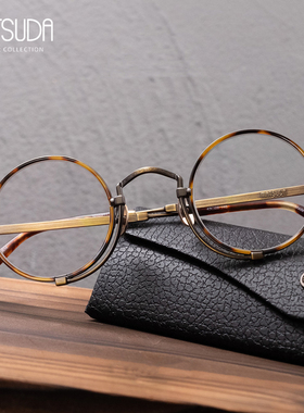日本MATSUDA眼镜框超轻纯钛高度数复古圆框小尺寸眼镜架10103H-i