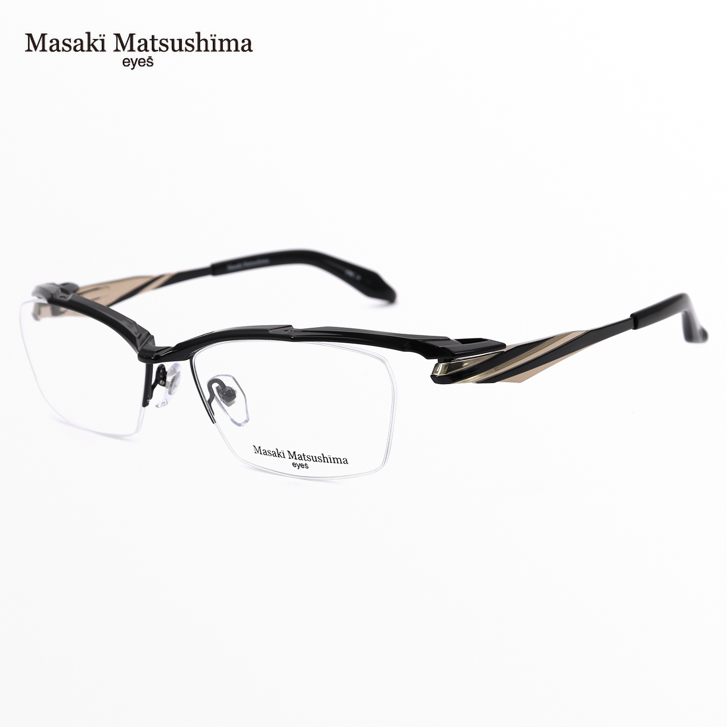 日本MASAKI松岛正树眼镜框男士半框大脸加宽纯钛白色眼镜架MF1309