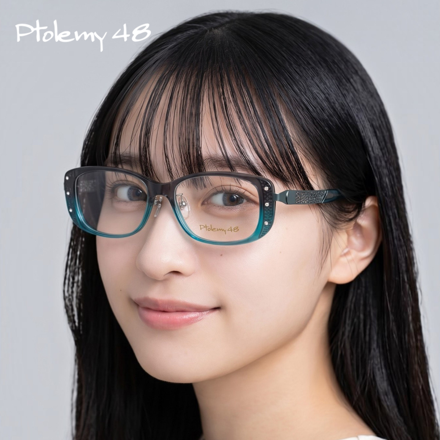 日本PTOLEMY48手工眼镜框水晶纯钛超轻女款大脸镶钻眼镜架PT-131