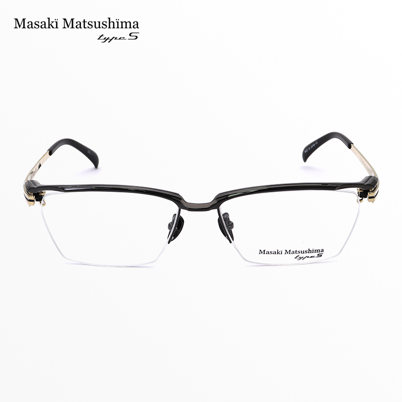 日本MASAKI松岛正树眼镜架男纯钛大脸方形眉框半框商务眼镜框5095