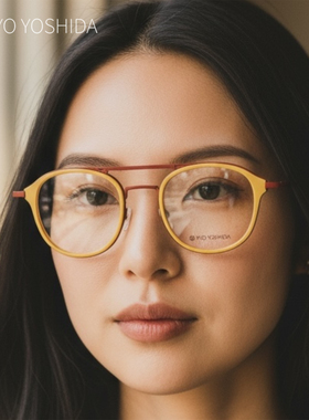吉田京眼镜框男女款小众设计时尚飞行员双梁潮流近视眼镜架35031