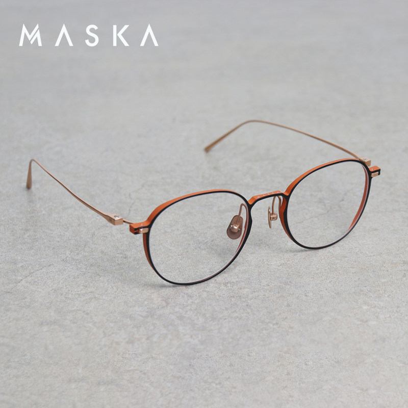 韩国MASKA复古纯钛超轻圆框眼镜