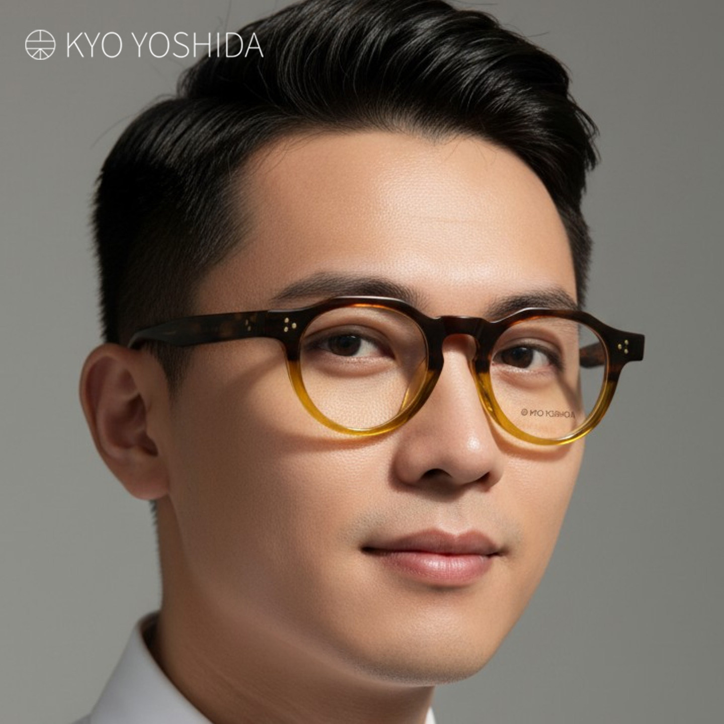 日本吉田京眼镜框男女多边形切边全框商务板材复古透明眼镜架516