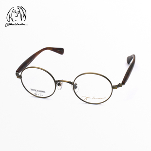 日本约翰列侬眼镜框男女款复古小圆框纯钛超轻商务银色眼镜架1098