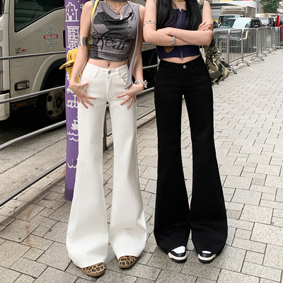 不贴腿辣妹低腰微喇牛仔裤女