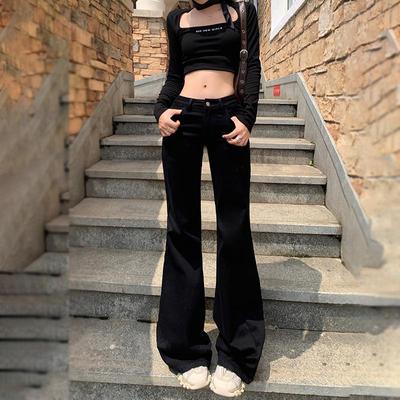 小个子低腰不贴腿微喇牛仔裤