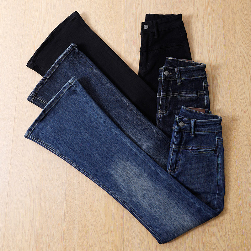黑色高腰微喇牛仔裤女2025春秋新款弹力修身显瘦蓝色马蹄喇叭裤子,女装/女士精品,牛仔裤,淘宝优惠券,粉丝福利购,淘宝优惠卷