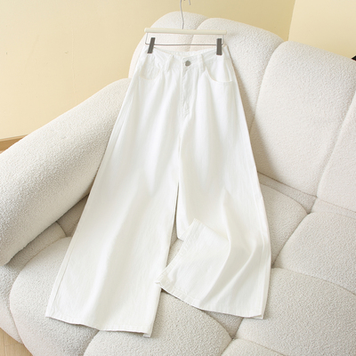 白色阔腿牛仔裤女2025秋冬新款