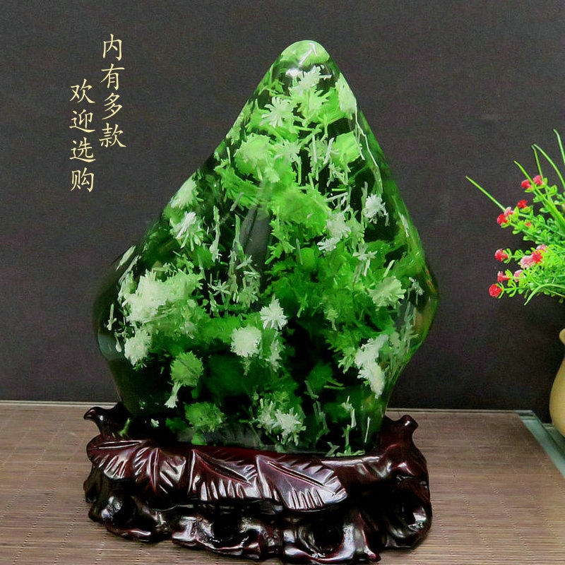 琉璃原石天然火山石头客厅玄关镇宅招财家居饰品绿水晶簇摆件5598