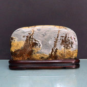 天然草花石原石广西国画石奇石靠山石头家居客厅入户玄关装 饰摆件