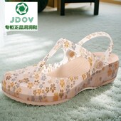 软底包头防滑凉拖鞋 坡跟厚底学生沙滩鞋 外穿 女夏季 JDOV印花洞洞鞋