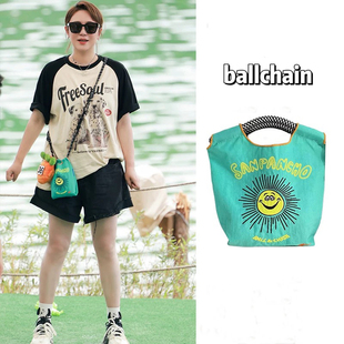 日本包包马丽同款 chain刺绣mini太阳花环保袋迷你斜挎包 日系ball