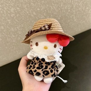 日本【新品】豹纹kitty包包挂件可爱毛绒玩偶公仔礼物送朋友礼物