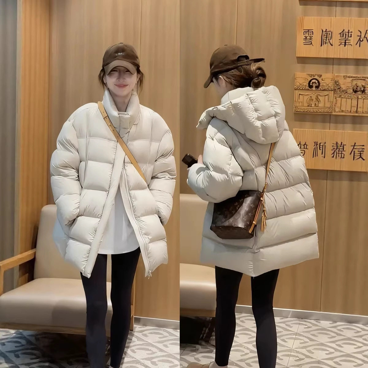 韩系冬季新款羽绒服女款90白鸭绒帽子可拆卸加厚保暖中长款外套潮