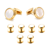 扣门襟扣 优质西服定制袖 口 八件套法式 钉 袖 金色贝壳袖 637S 衬衫