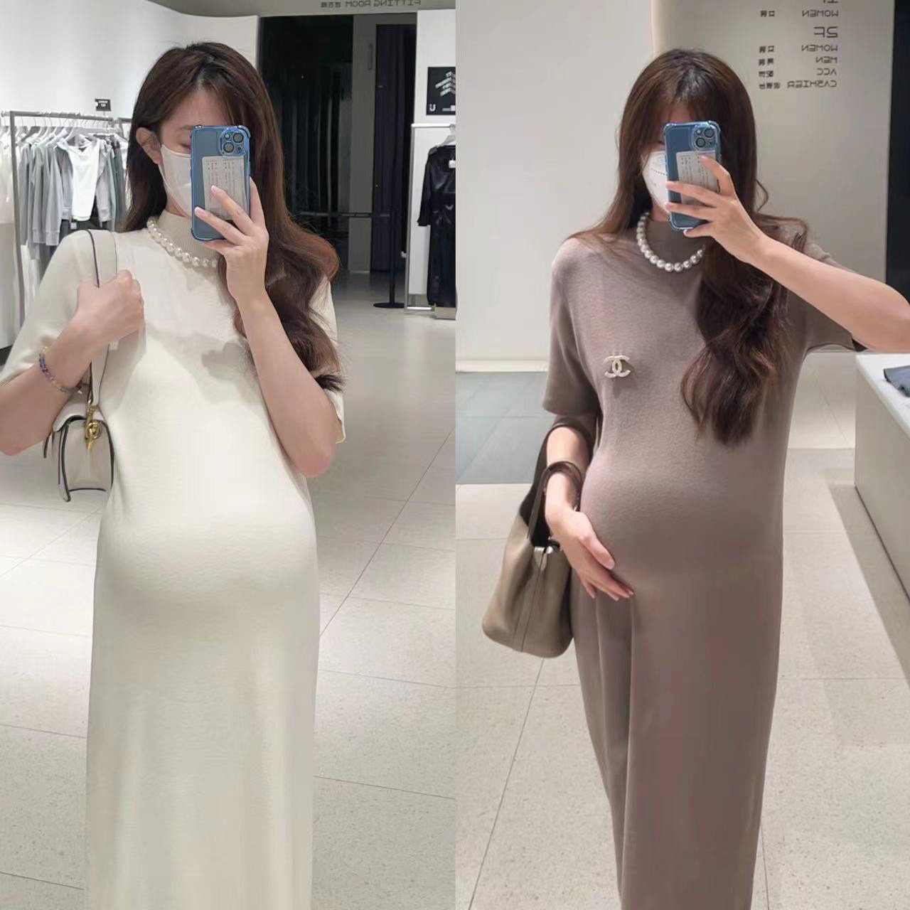 海德妈咪孕妇装秋冬韩系简约气质高级老钱风直筒高弹力针织连衣裙
