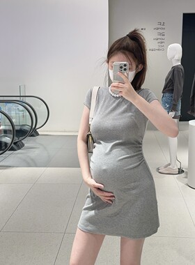 孕妇小个子高弹显瘦短袖连衣裙