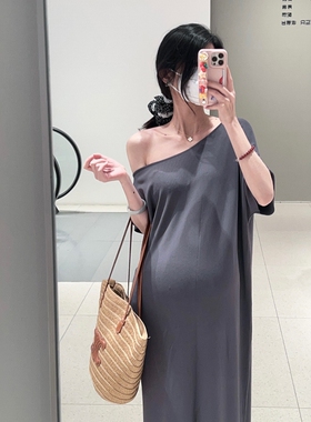 HAIDE妈咪孕妇装夏不规则露肩韩系慵懒简约休闲显瘦懒人大T连衣裙