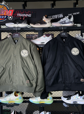 李宁夹克26年春季新品男子针织夹克系列宽松加绒休闲外套AJMW007