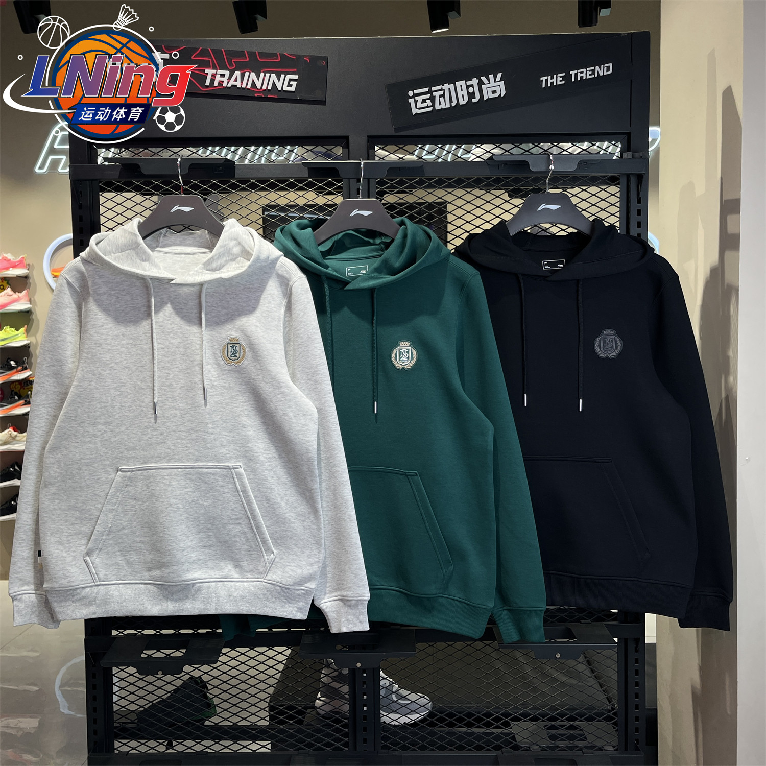 李宁男子2026春季新品套头衫休闲时尚潮流连帽运动卫衣 AWDW129