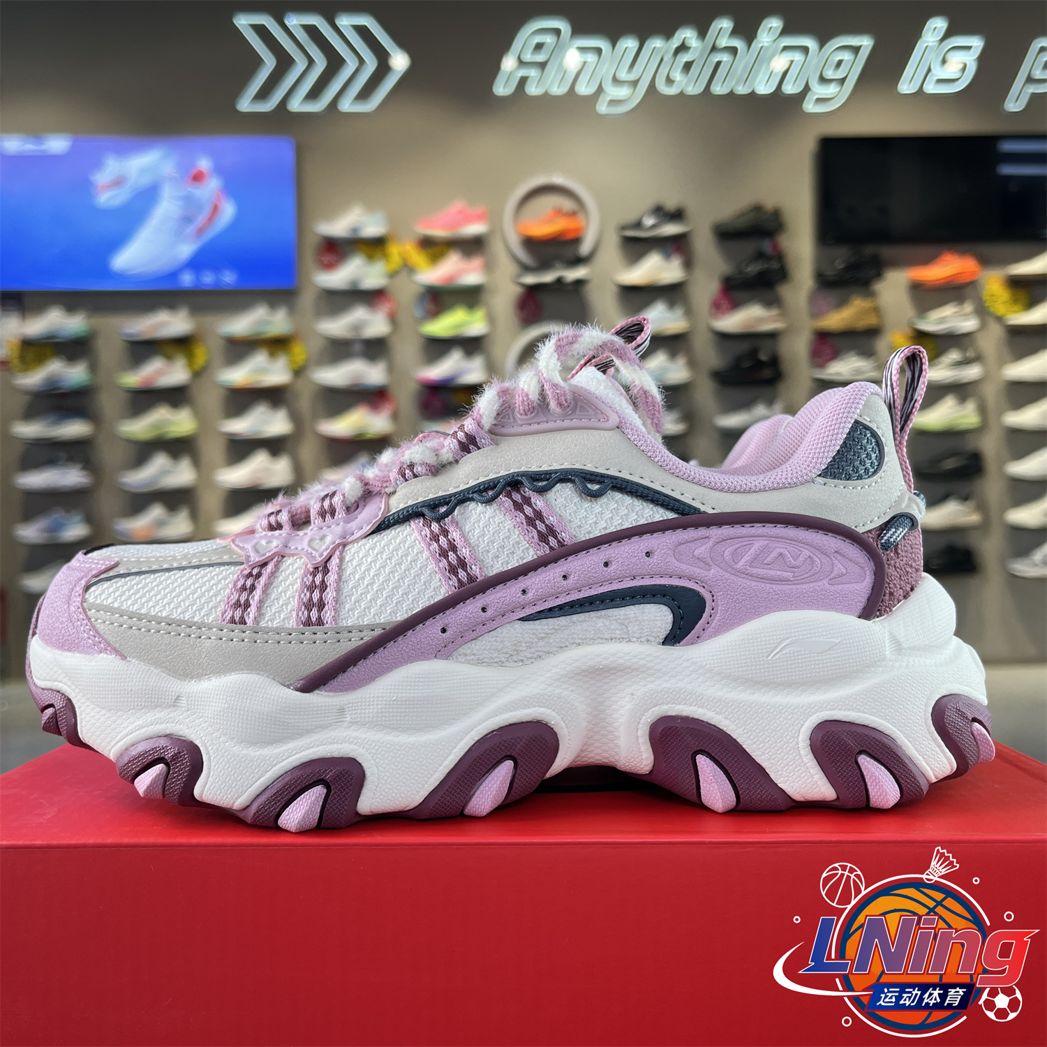 李宁增高女子系带休闲鞋