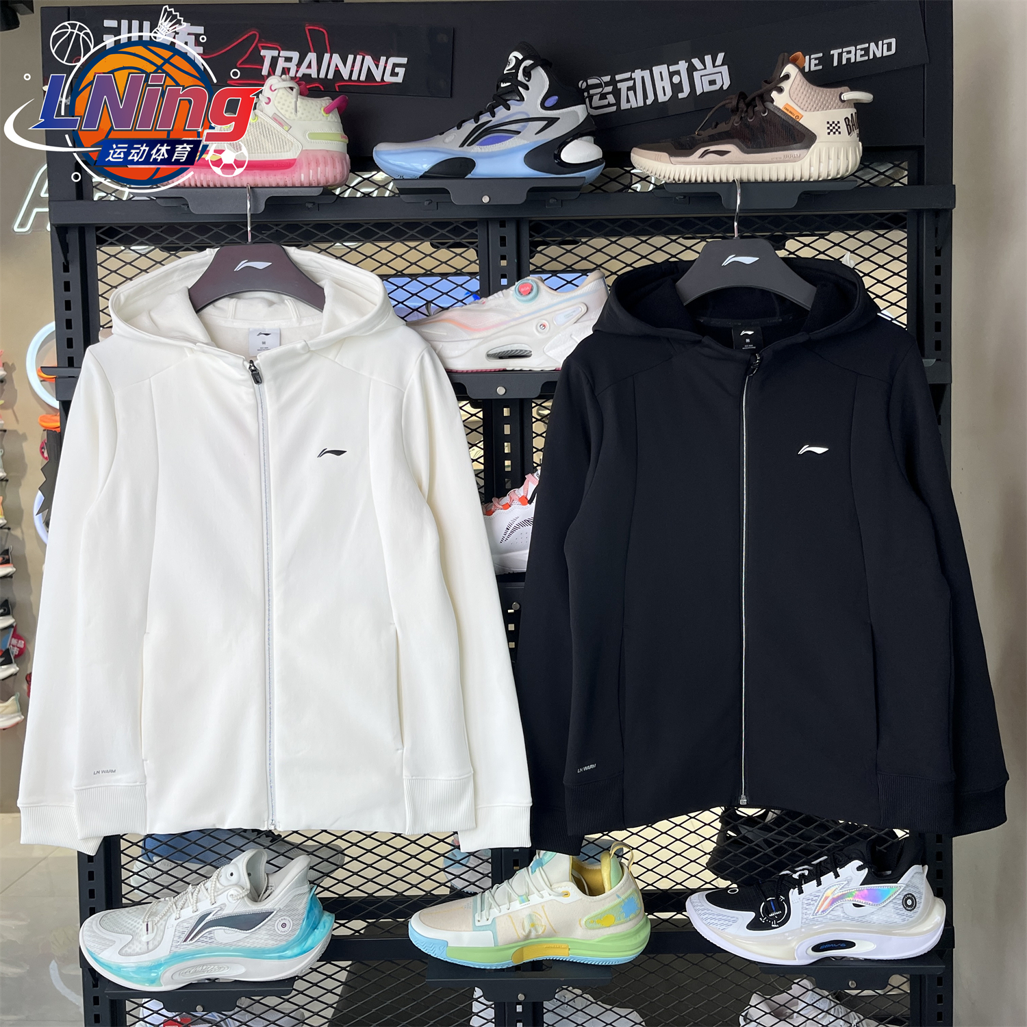 李宁2025冬季新款女加绒针织外套