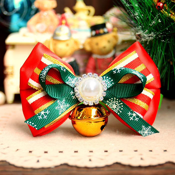 宠物狗狗泰迪猫咪装饰品项链挂牌领结红色圣诞蝴蝶结铃铛项圈包邮