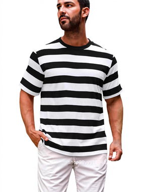 New Summer Men's Large Flag Printed Short Sleeve T-shirt