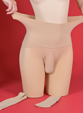 50D春秋薄款无缝裆天鹅绒连裤袜大码男士丝袜JJ套高腰哑光袜180斤