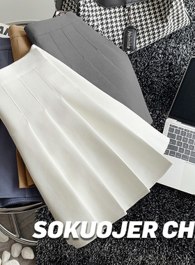 女童百褶裙a字裙儿童半身裙学生中大童jk纯色舞蹈短裙学院风表演A