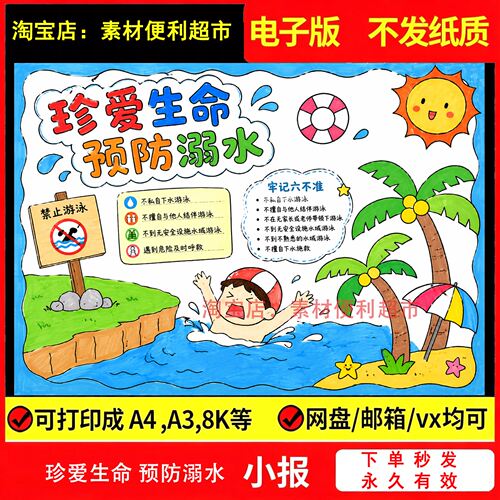 预防溺水手抄报电子模板