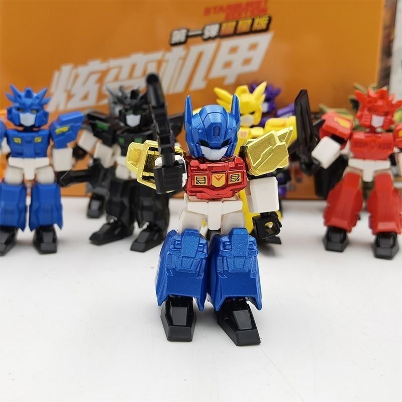 潮玩精致款炫变机甲流光勇士积木人仔拼装机器人幼儿园礼品玩具男