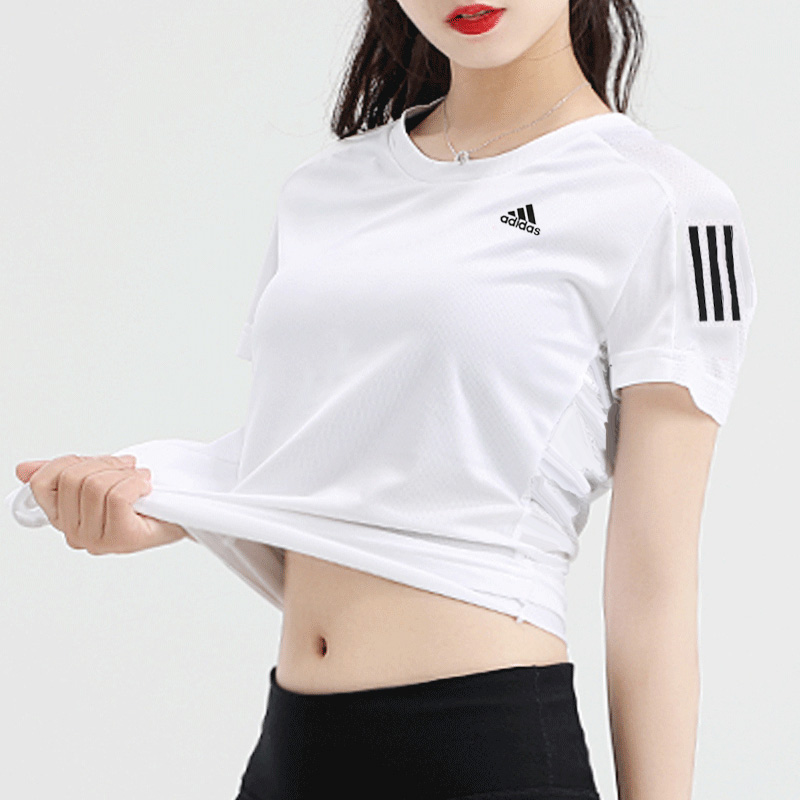 Adidas阿迪达斯短袖女2022新款跑步运动服休闲圆领透气T恤HB9380 运动服/休闲服装 运动T恤 原图主图