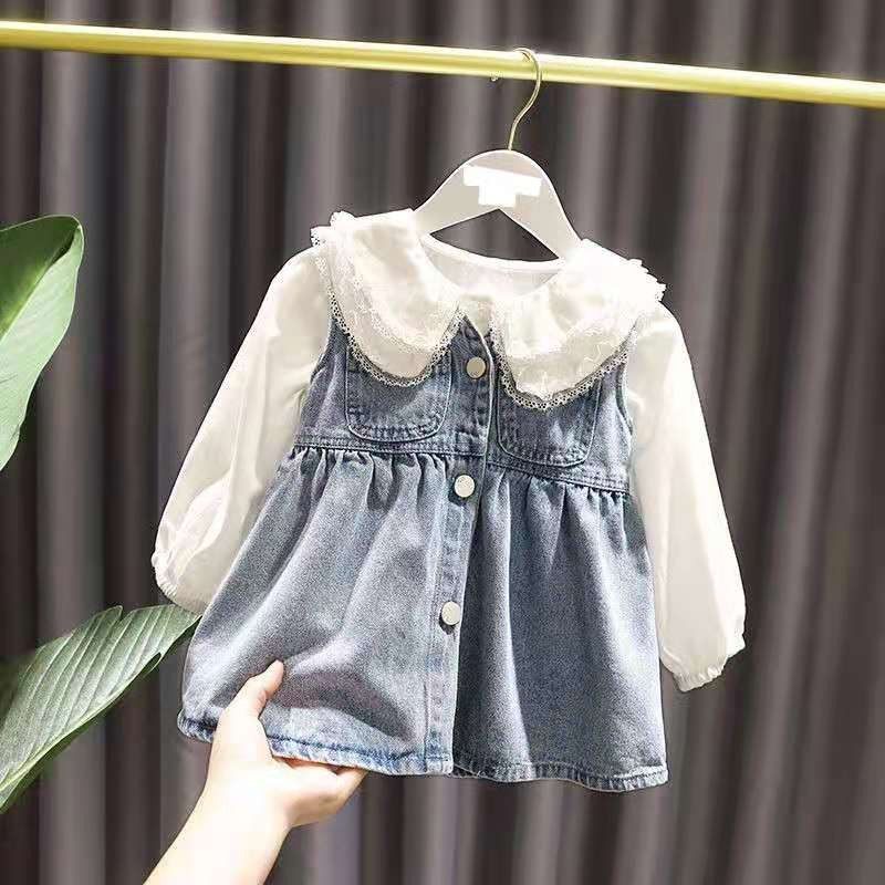 1-5岁女宝宝吊带牛仔连衣裙3女婴儿春装新款女童洋气小清新背带裙