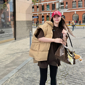 tingtings 咖色慵懒宽松德绒短袖 t恤女秋冬加厚舒适内搭打底上衣