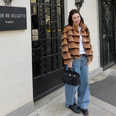 休闲长裤 tingtings 新款 宽松阔腿裤 复古水洗蓝色直筒牛仔裤 女春季