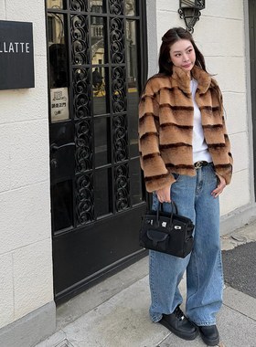 tingtings 复古水洗蓝色直筒牛仔裤女春季新款宽松阔腿裤休闲长裤